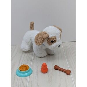 Our Generation Doll's Plush Puppy Dog Set White Brown Accessories Bone Bowl Toy